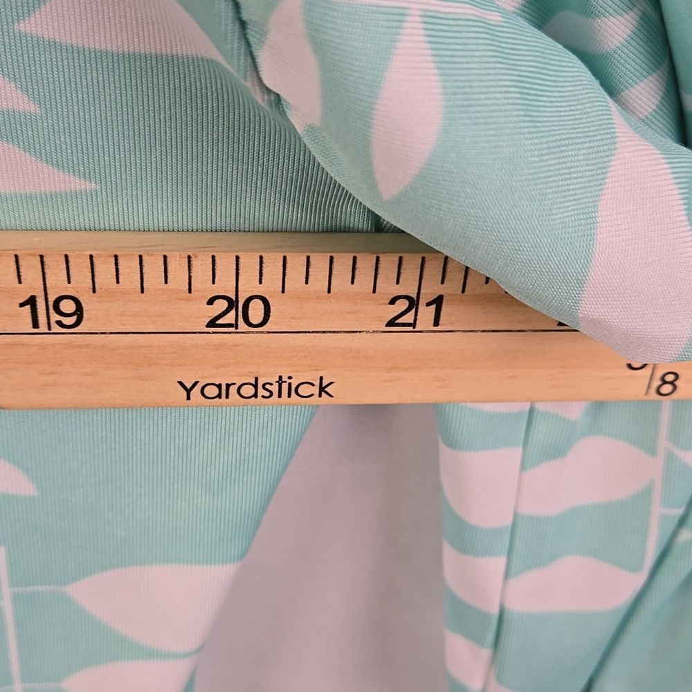 Stan Herman Mint Green Leaf Patterned Lounge Dress Sz S Spa Pool Bath Leisure - Picture 10 of 11